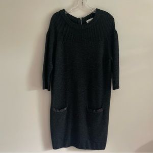 Milly Wool Cashmere Sweater Dress Gray Black Small S